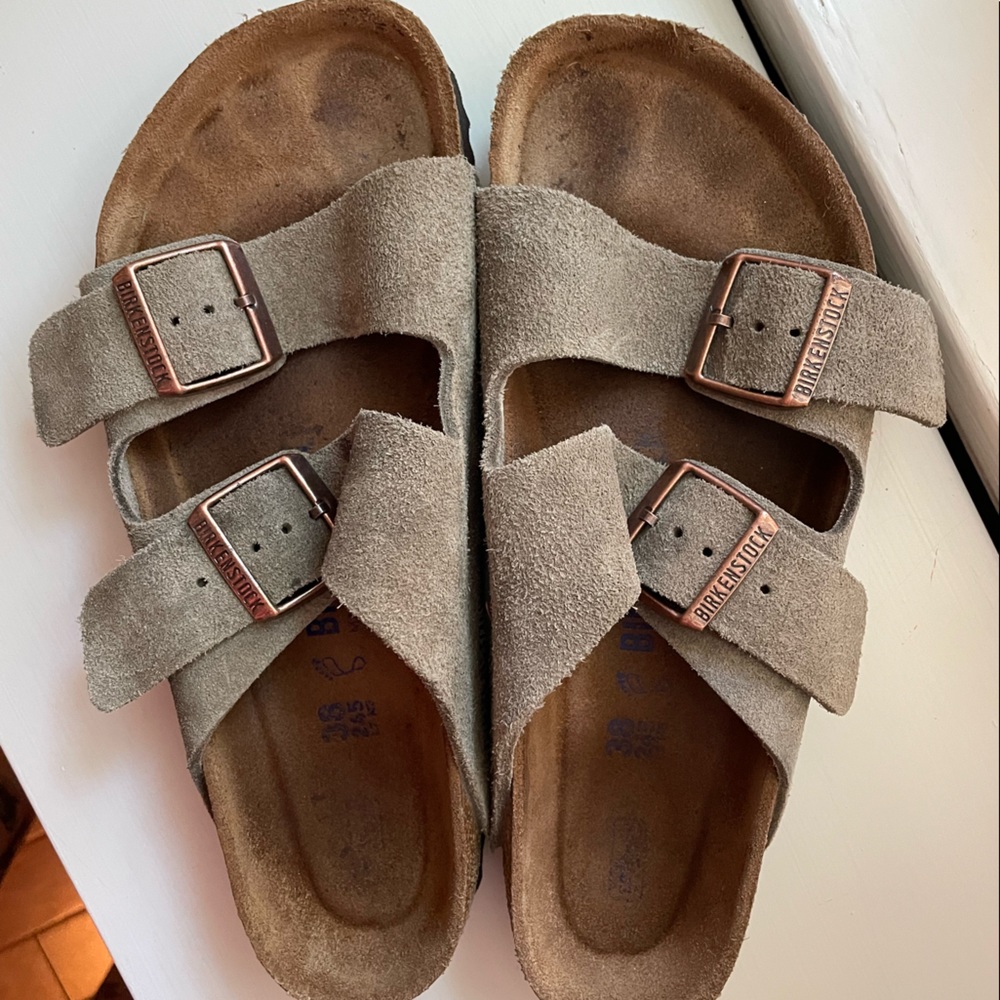 Birkenstock Arizona Soft Footbed Taupe Suede Sandals
